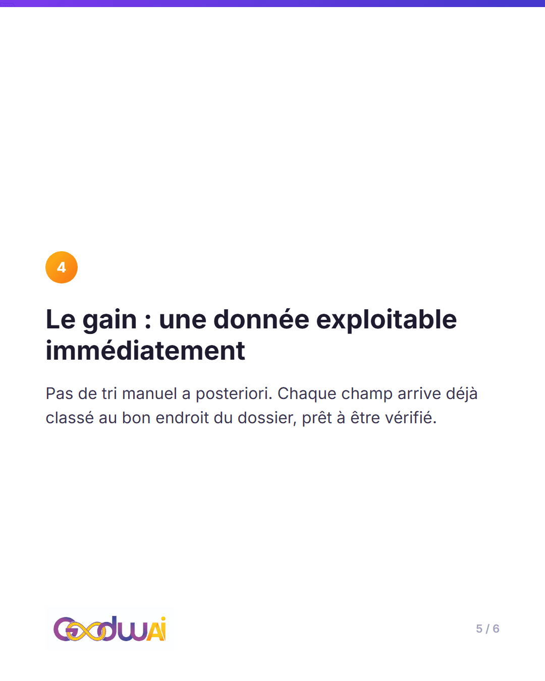 Un OCR générique lit du texte. Un OCR pensé pour l'assurance comprend un document, slide 5 sur 6